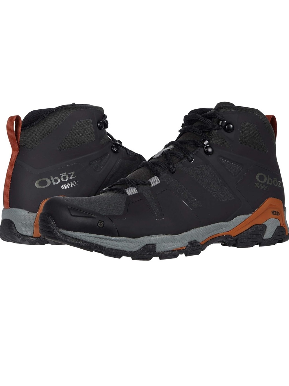 Oboz Arete Mens Size 10 Waterproof Hiking Boots Shoes Black Gray Copper 42601